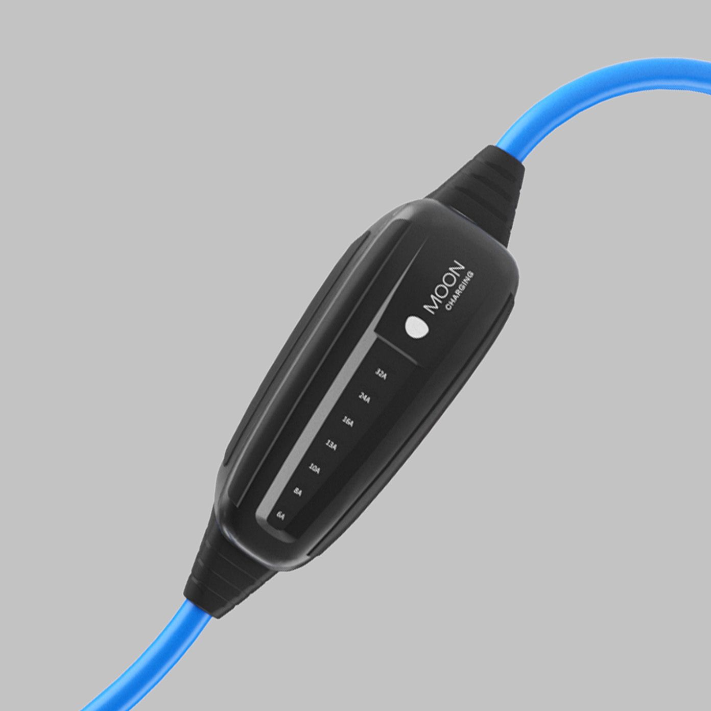 Pobližan pogled na MOON POWER2Go polnilni kabel.