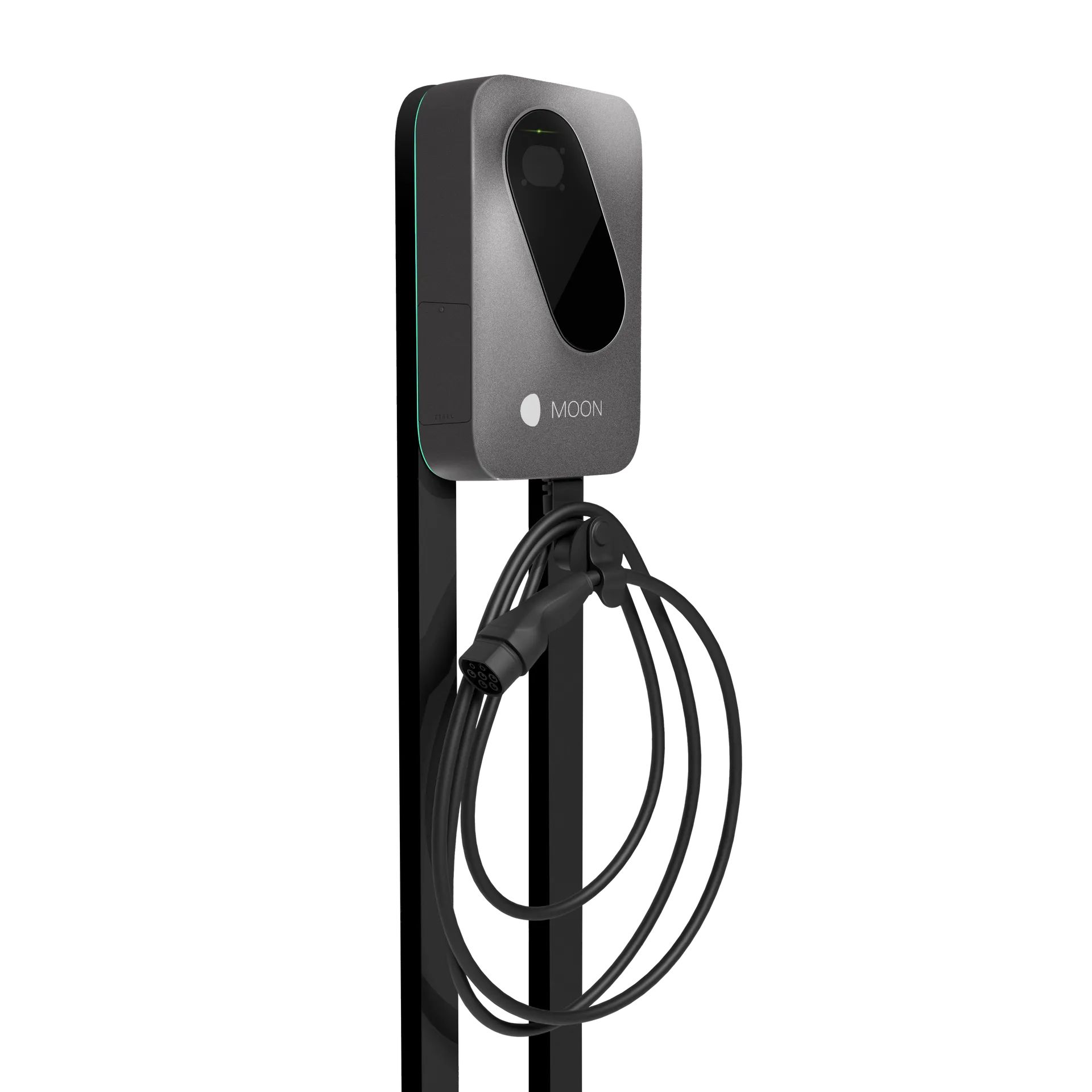 MOON Community samostoječa polnilna postaja prikazana v poševni perspektivi.